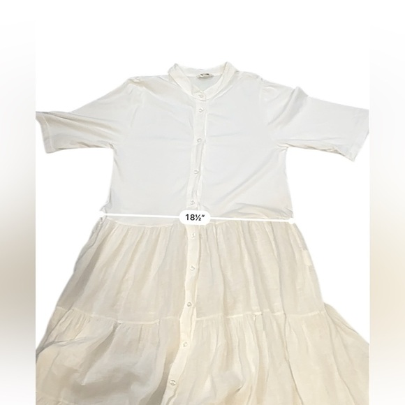 Etici Women’s White Linen Maxi Dress Cottagecore Button Front Made in Italy M/L - Picture 14 of 15